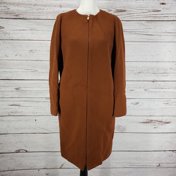 J.Crew New Women's Brown Italian Double Cloth WoolBlend Full Zip Coat Size2 - Picture 2 of 14